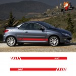 Auto Sport Styling Vinyl Car Sticker Vinyl Auto Side Stripes Sticker Car Door Decals Graphics for Peugeot 206